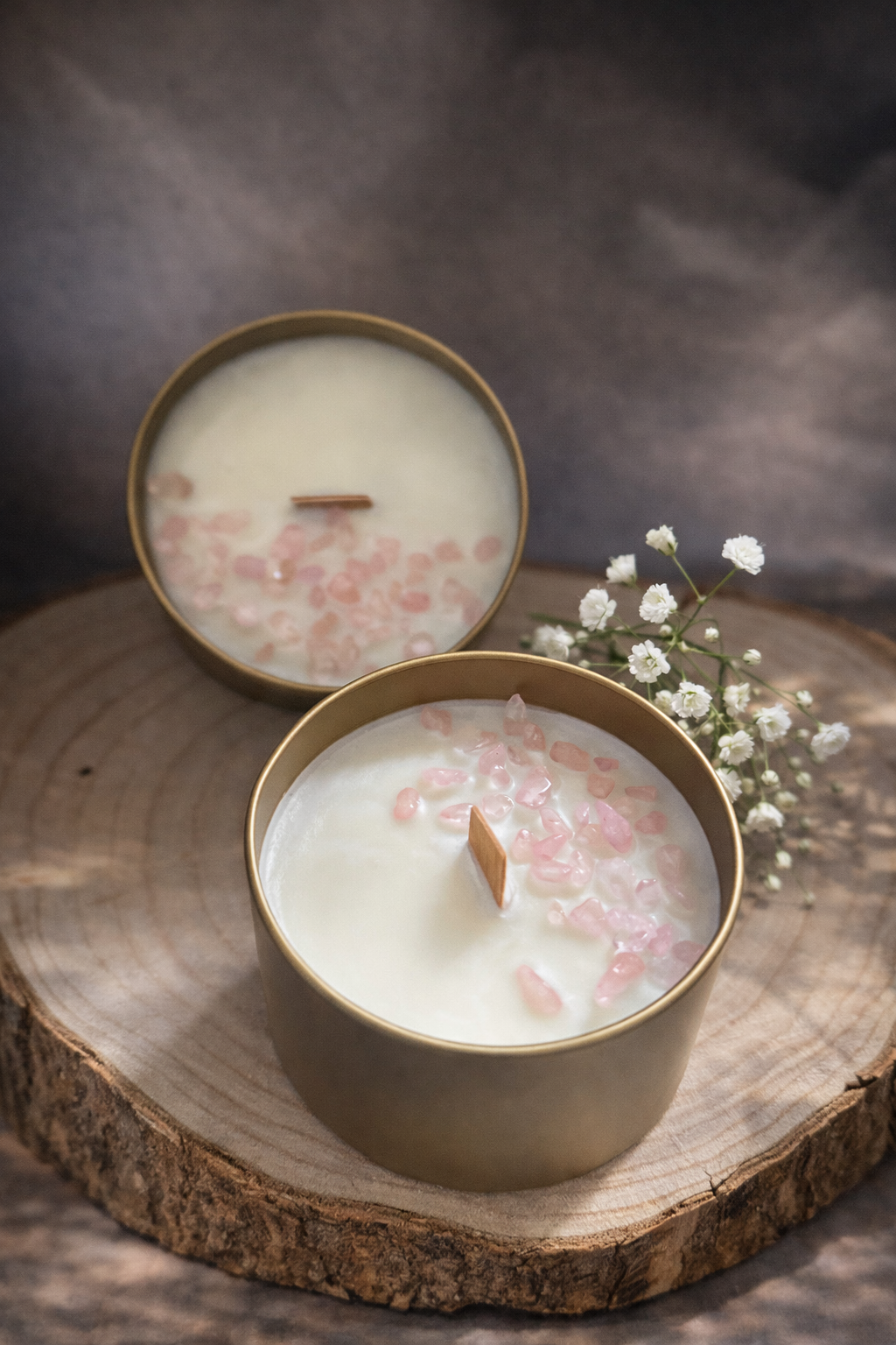 Vainilla y cuarzo rosa