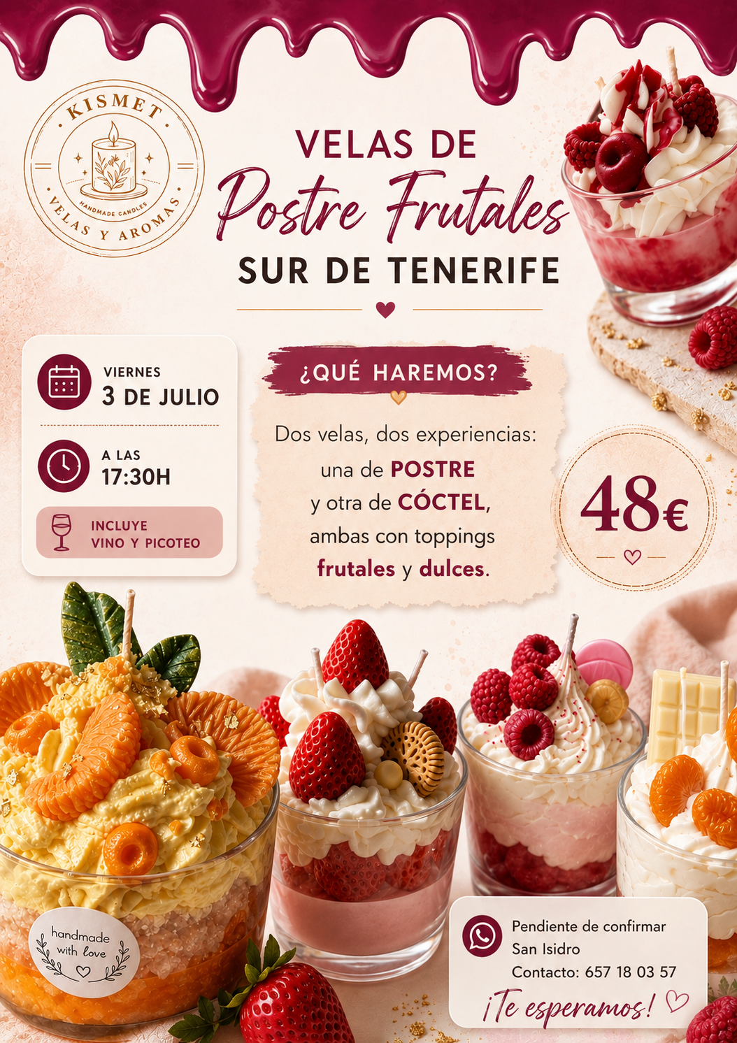 TENERIFE SUR JULIO: velitas postre frutales