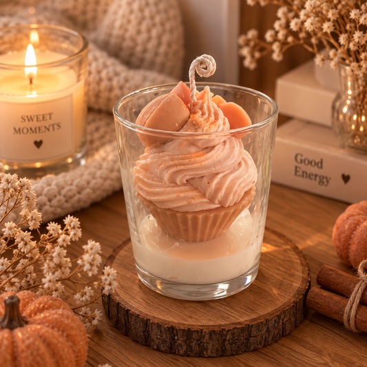 Vela de cupcake frambuesa y calabaza