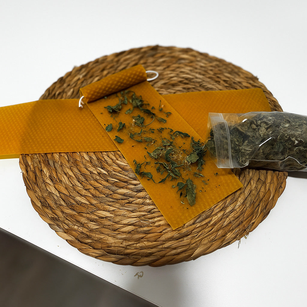 Pack vela de cera de abeja y ruda 8cm